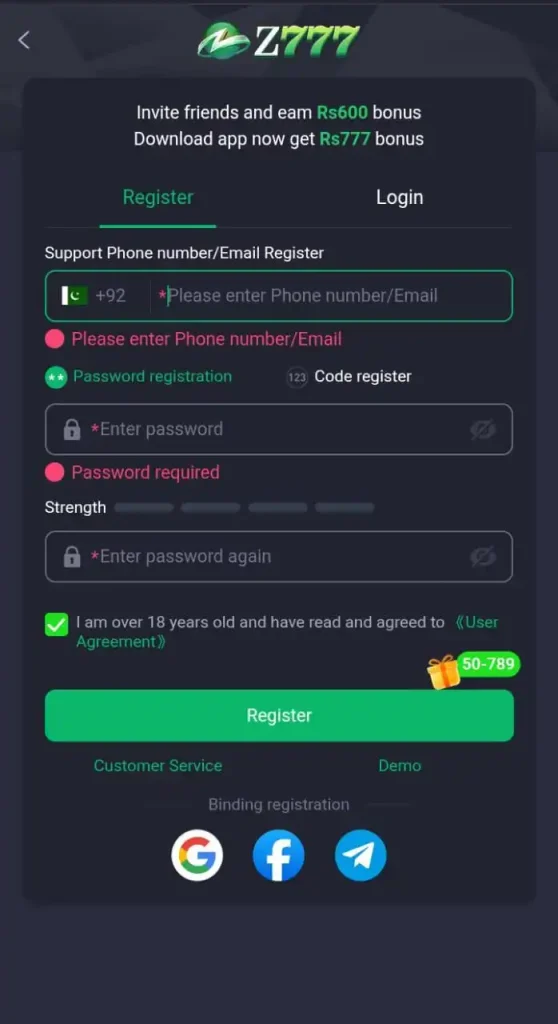 Z777 Login